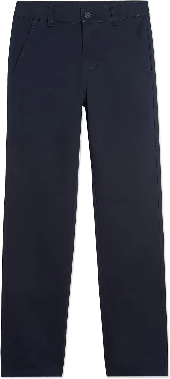Nautica Boys' Flat Front Stretch Twill Chino Khaki Pant