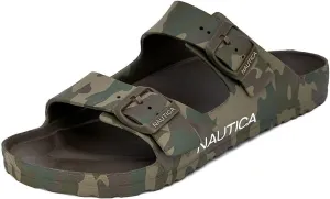Nautica Men's EVA Double Buckle Slide Sandals - Adjustable Waterproof Slip-On Comfort Shoes for Casual Wear, Beach, and Poolside