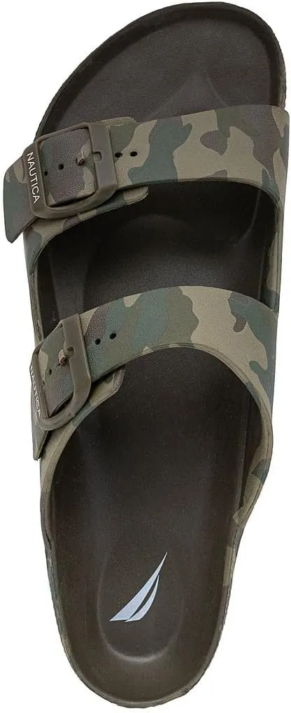 Nautica Men's EVA Double Buckle Slide Sandals - Adjustable Waterproof Slip-On Comfort Shoes for Casual Wear, Beach, and Poolside