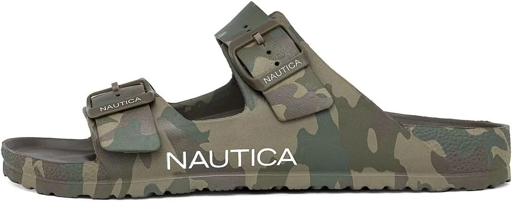 Nautica Men's EVA Double Buckle Slide Sandals - Adjustable Waterproof Slip-On Comfort Shoes for Casual Wear, Beach, and Poolside