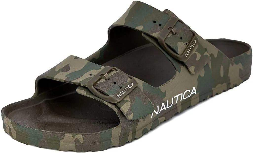 Nautica Men's EVA Double Buckle Slide Sandals - Adjustable Waterproof Slip-On Comfort Shoes for Casual Wear, Beach, and Poolside
