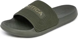 Nautica Men's Slide Sandals – Comfortable Slip-On Pool & Beach Shoes with Cushioned Footbed for Casual Wear