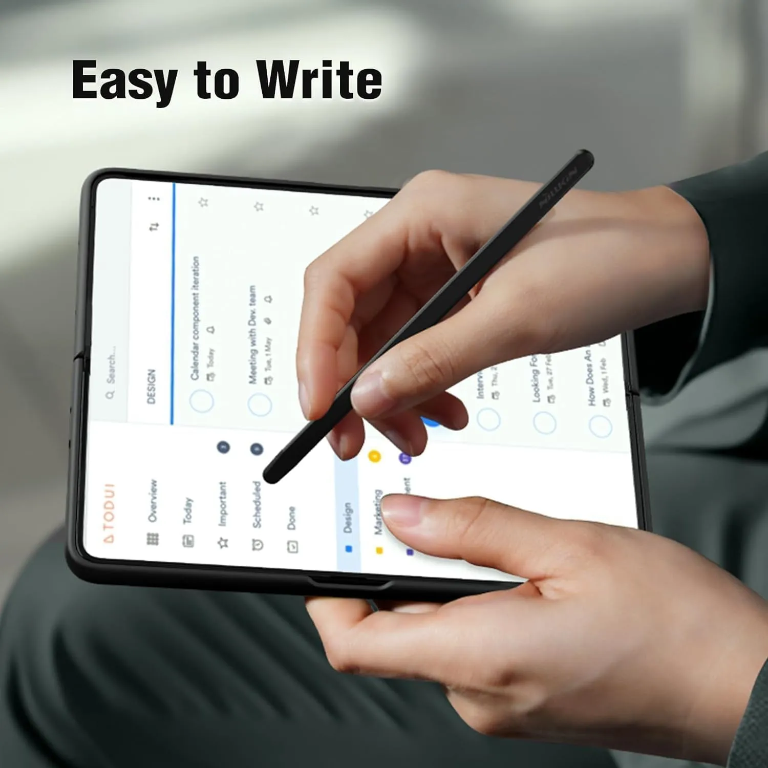 Nillkin for Samsung Galaxy Z Fold 5 Case with S Pen, Food Grade Liquid Silicone Protective Fold 5 S Pen Case Slim Thin Phone Cover for Galaxy Z Fold 5 5G, Black