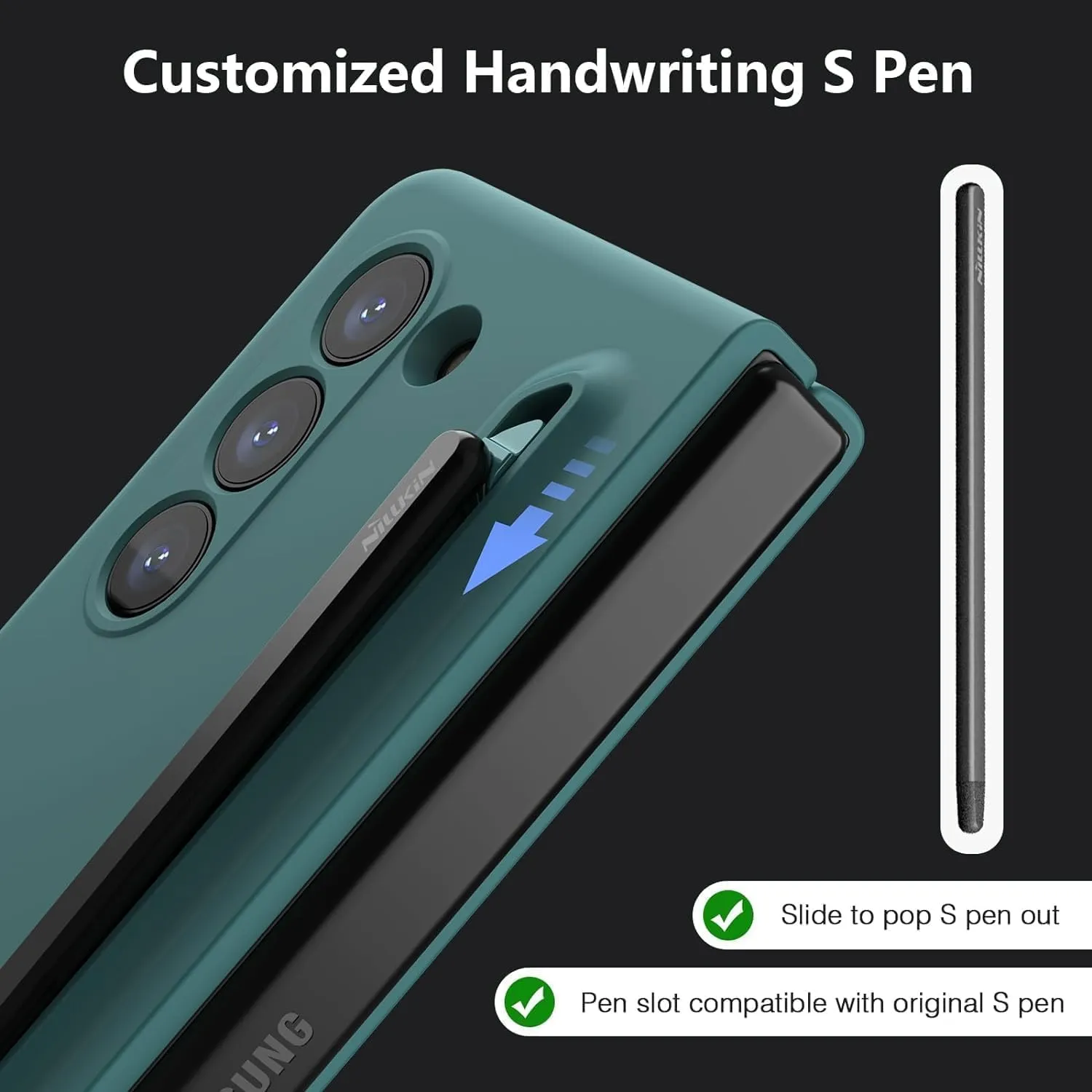 Nillkin for Samsung Galaxy Z Fold 5 Case with S Pen, Food Grade Liquid Silicone Protective Fold 5 S Pen Case Slim Thin Phone Cover for Galaxy Z Fold 5 5G, Black