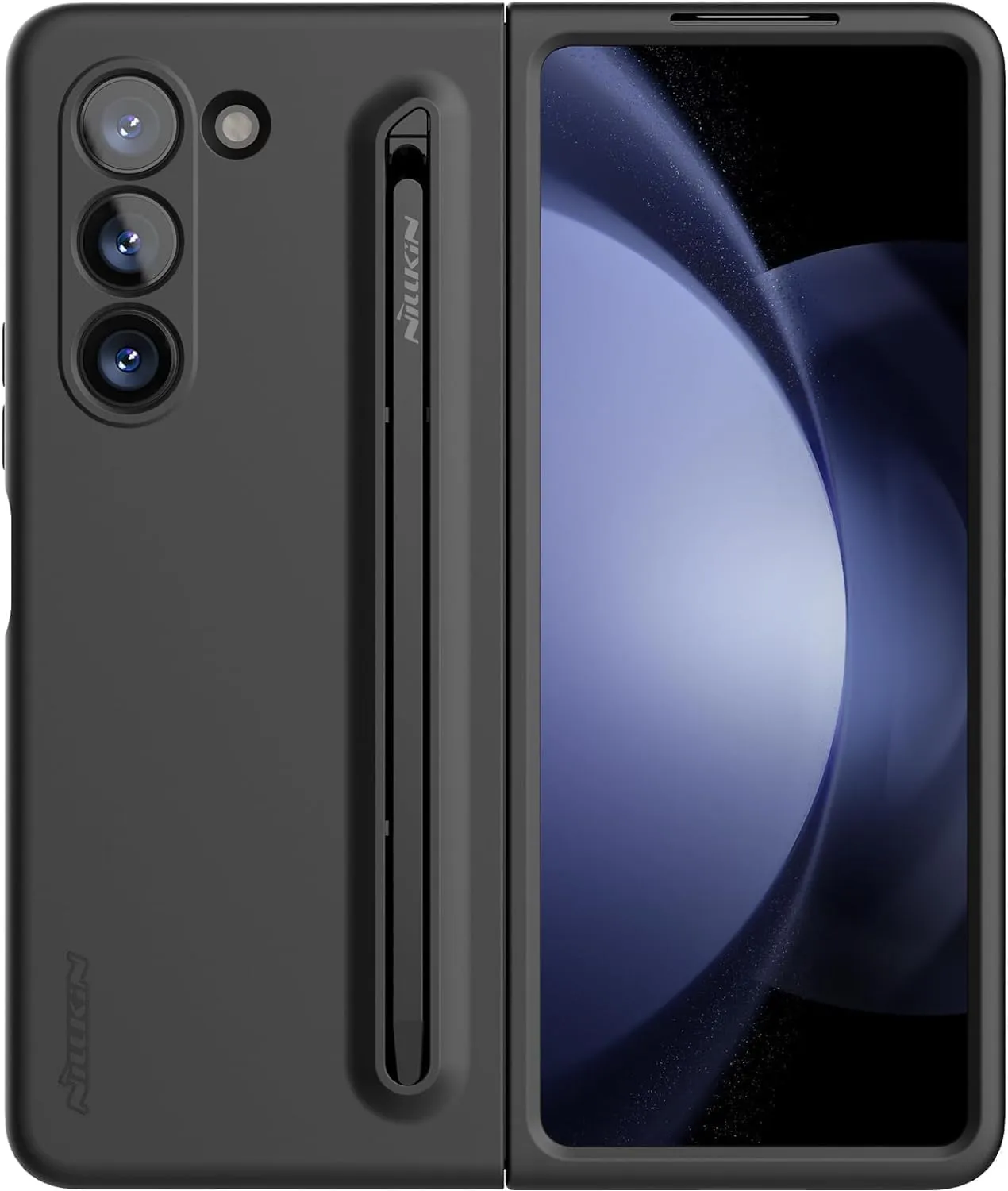 Nillkin for Samsung Galaxy Z Fold 5 Case with S Pen, Food Grade Liquid Silicone Protective Fold 5 S Pen Case Slim Thin Phone Cover for Galaxy Z Fold 5 5G, Black