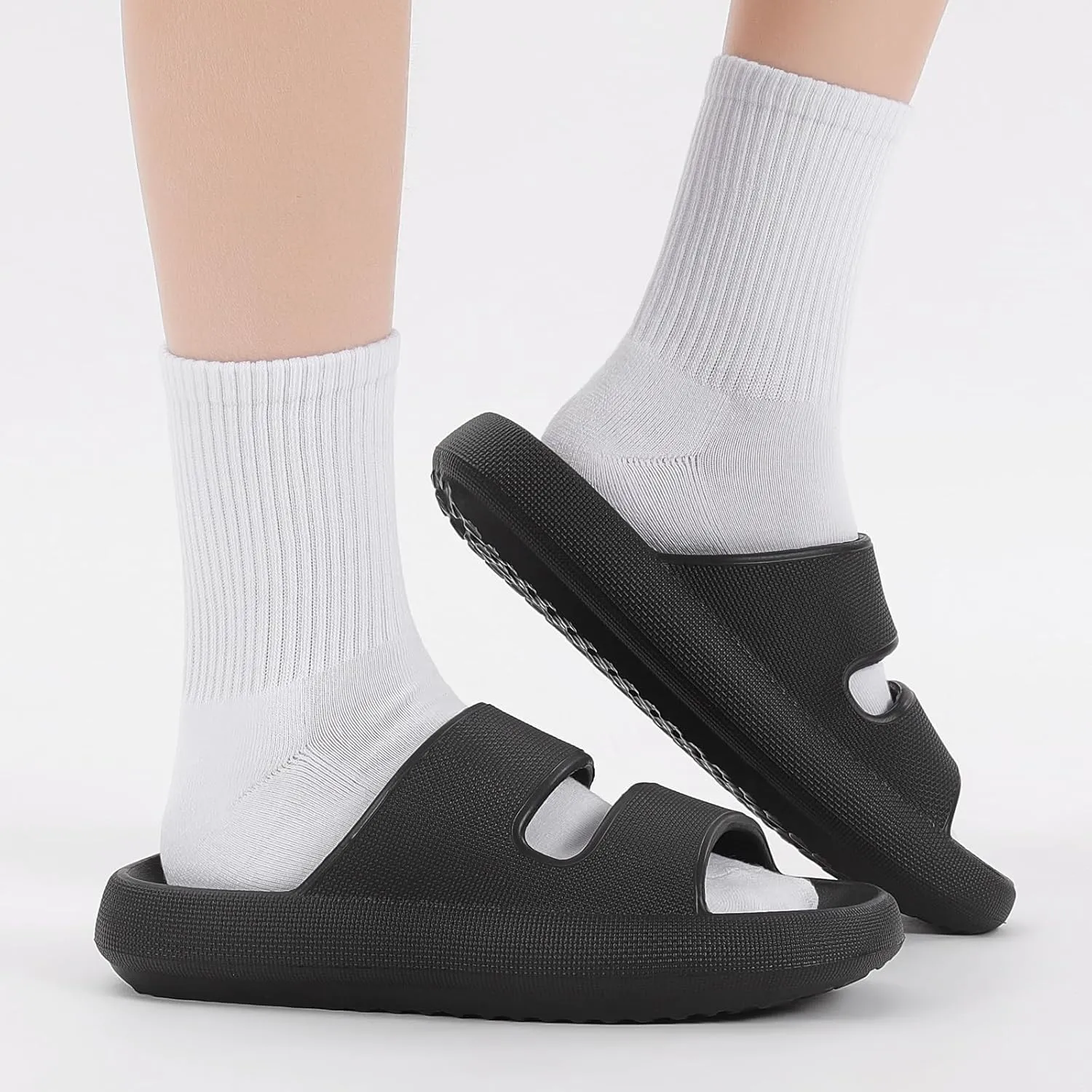 NineCiFun Unisex Pillow Slippers Cloud Slides for Women and Men Platform Slide Sandals with Arch Support