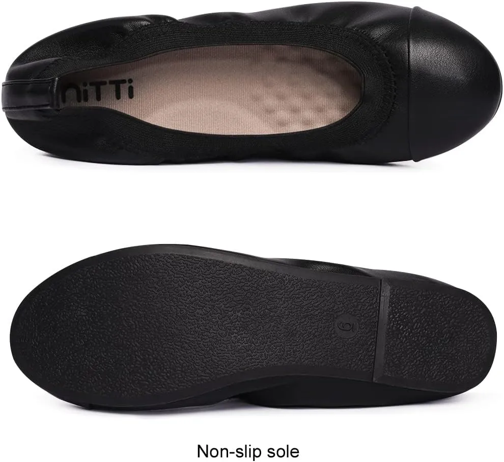 NITTI Women's Ballet Flats Classic Round Toe Flats Shoes Casual Comfort Slip On Soft Walking Shoes