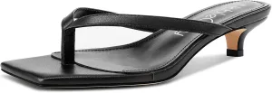 NobleOnly Women's Flip Flop Heels Thong Sandals Heeled Mules for Women Square Open Toe Low Kitten Heels Dress Casual 1.4 Inches Sandals