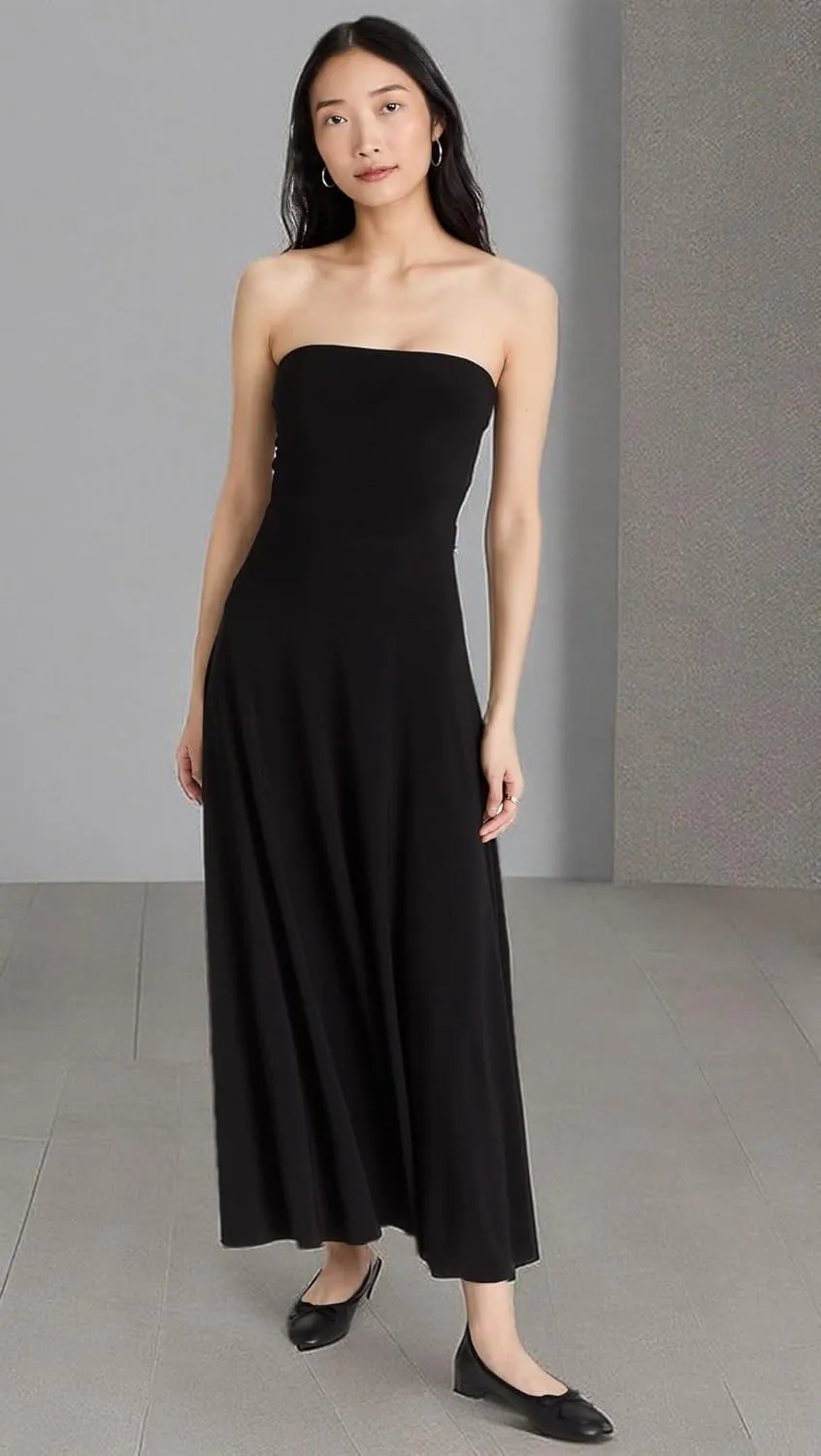 Norma Kamali Women's Strapless Flared Dress to Midcalf