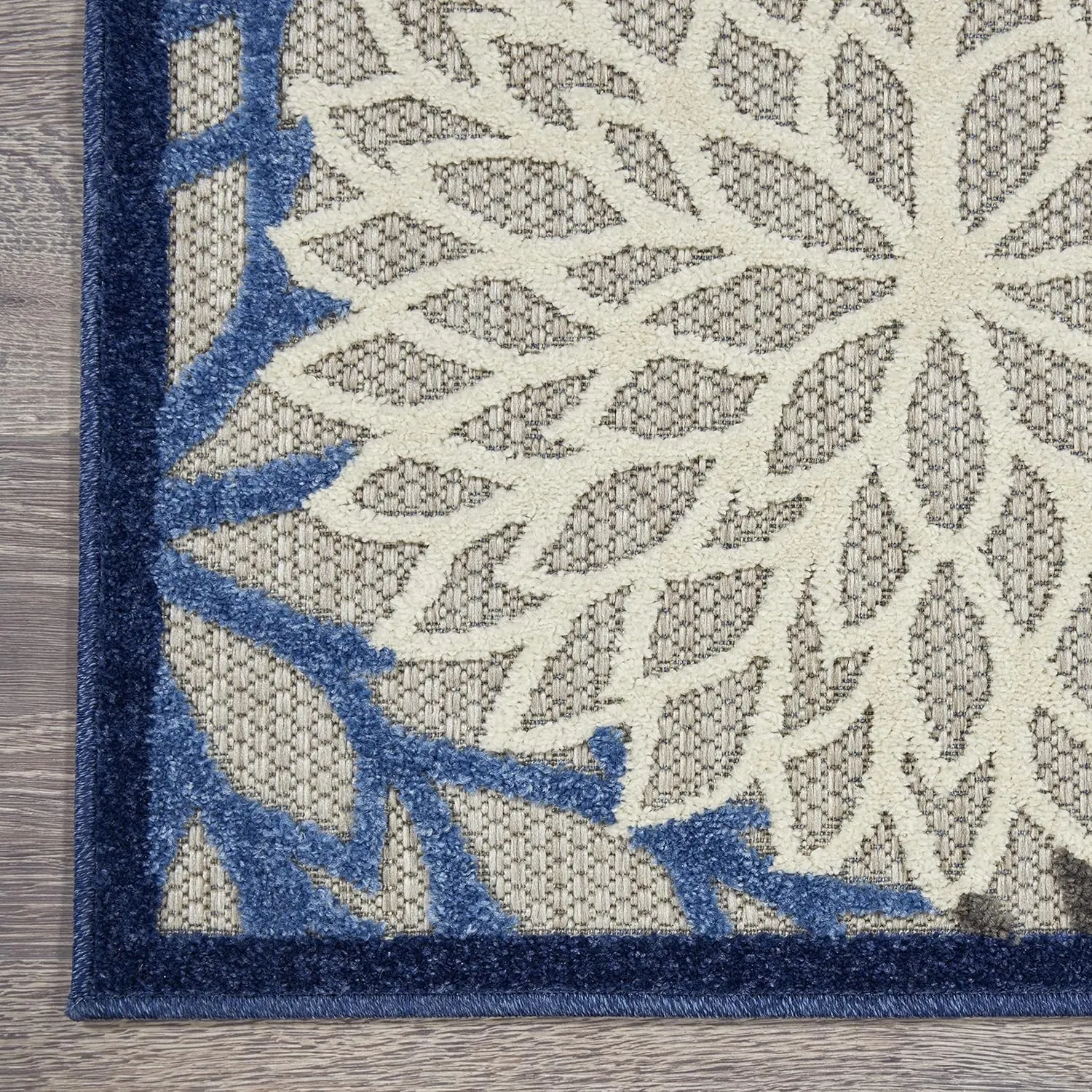 Nourison Aloha Indoor/Outdoor Blue/Multicolor 2' x 6' Area Rug, Tropical, Botanical, Easy Cleaning, Non Shedding, Bed Room, Living Room, Dining Room, Deck, Backyard, Patio (2x6)