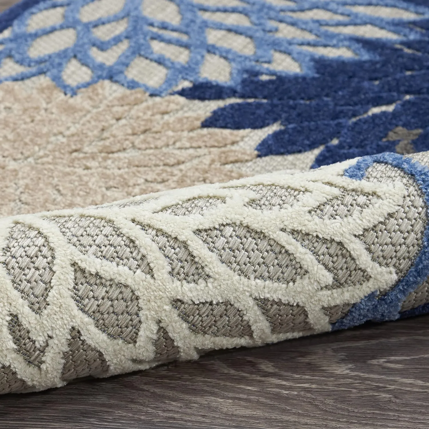 Nourison Aloha Indoor/Outdoor Blue/Multicolor 2' x 6' Area Rug, Tropical, Botanical, Easy Cleaning, Non Shedding, Bed Room, Living Room, Dining Room, Deck, Backyard, Patio (2x6)