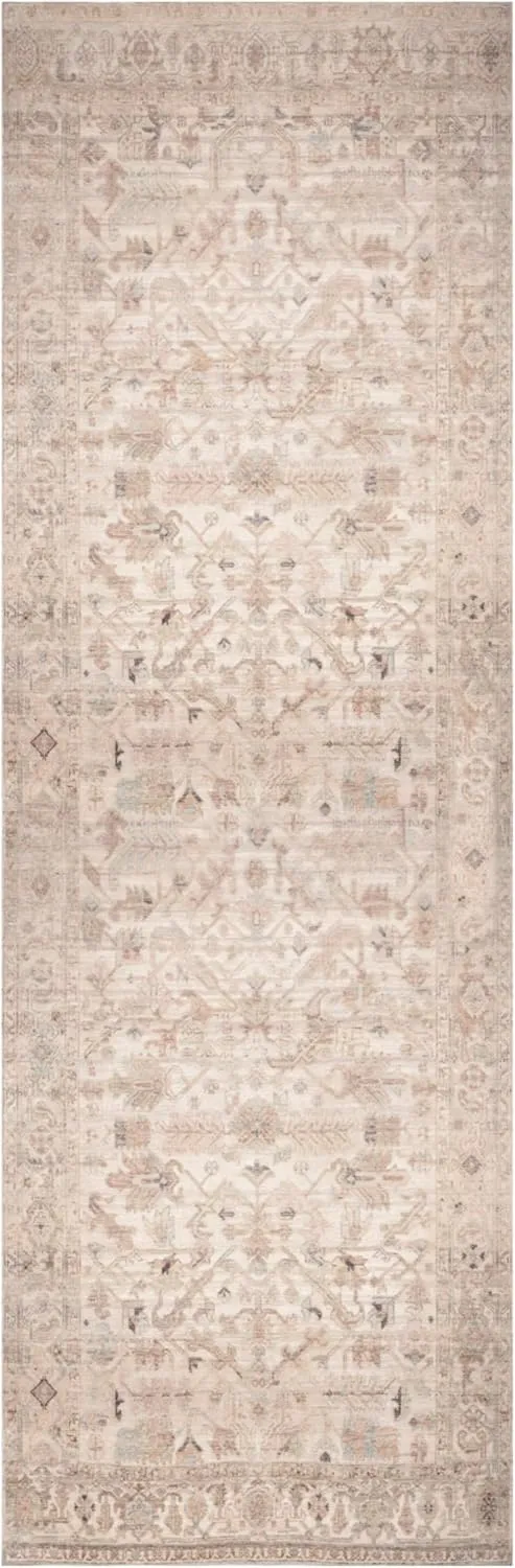 Nourison Vintage Washables Beige 2' x 6' Area Rug - Easy Clean, Non Shedding, Bed Room, Living Room, Dining Room, Kitchen (6' Runner)