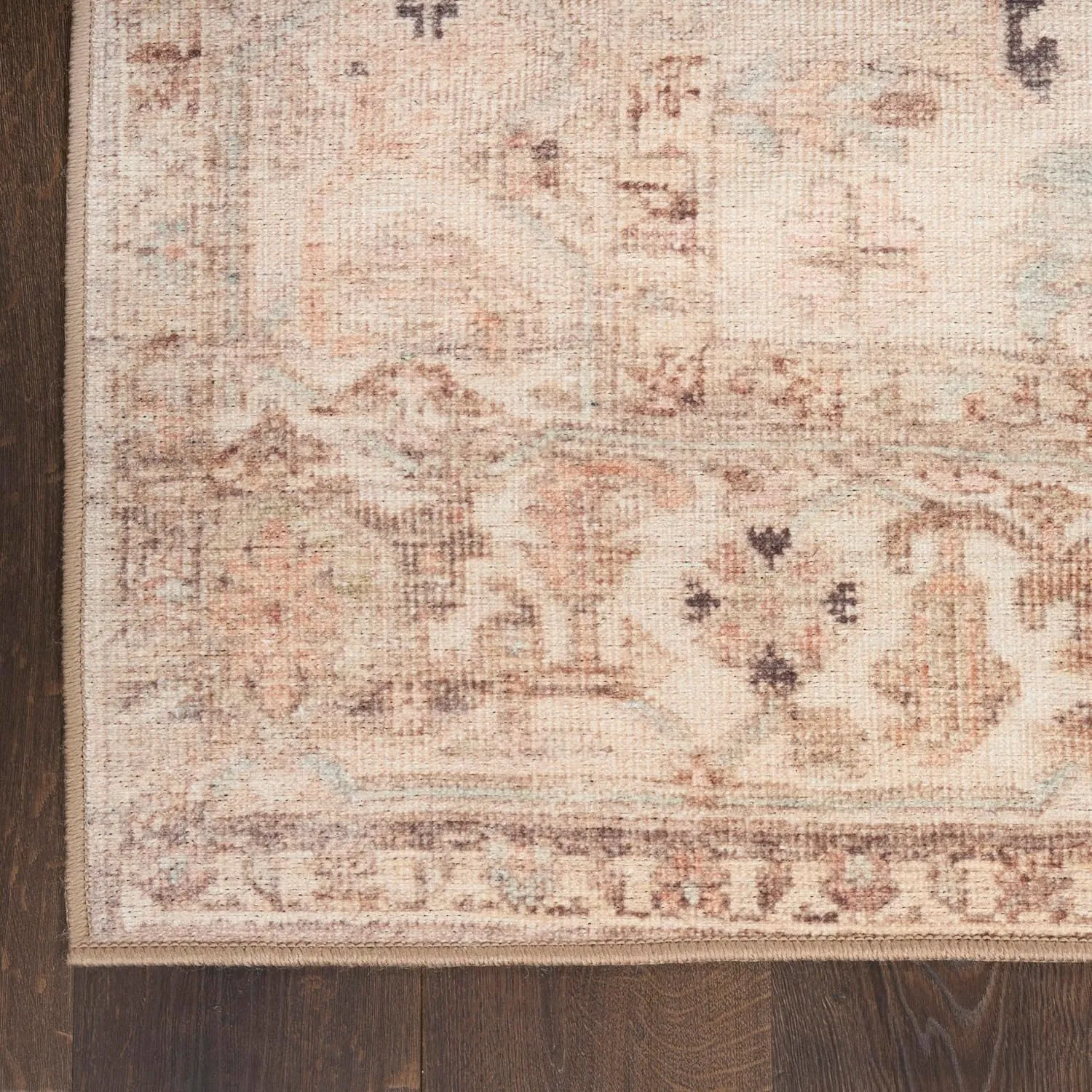 Nourison Vintage Washables Beige 2' x 6' Area Rug - Easy Clean, Non Shedding, Bed Room, Living Room, Dining Room, Kitchen (6' Runner)