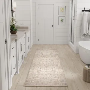 Nourison Vintage Washables Beige 2' x 6' Area Rug - Easy Clean, Non Shedding, Bed Room, Living Room, Dining Room, Kitchen (6' Runner)