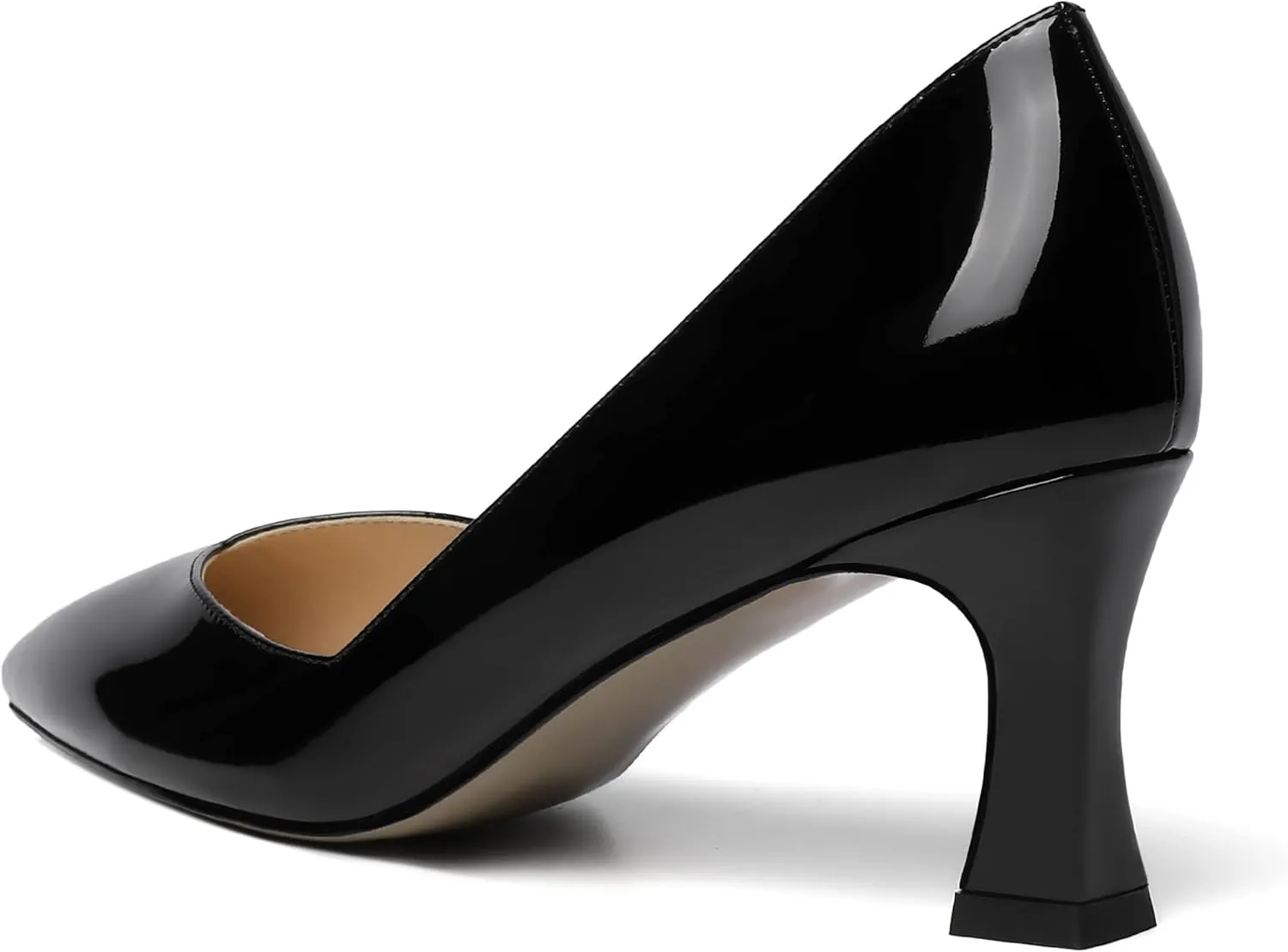 NUMALEO Womens Pointed Toe Patent Dress Slip On Wedding Solid Spool Mid Heel Pumps Shoes 2.5 Inch