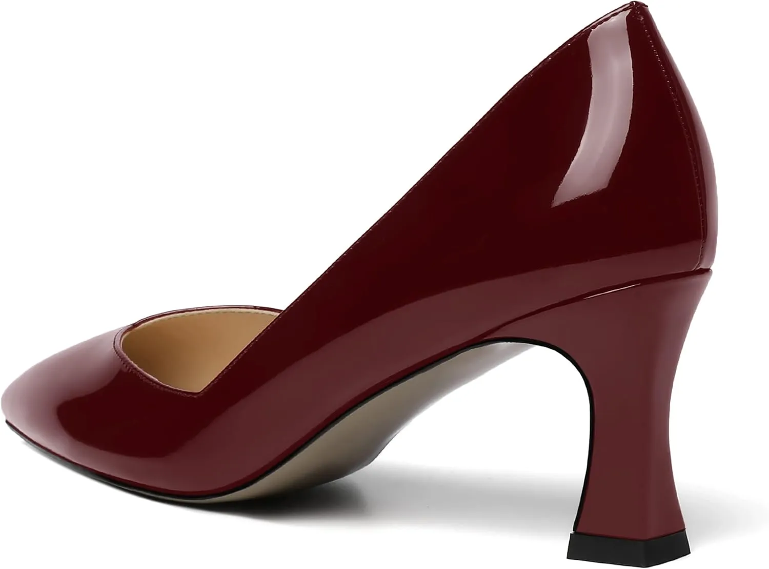 NUMALEO Womens Pointed Toe Patent Dress Slip On Wedding Solid Spool Mid Heel Pumps Shoes 2.5 Inch