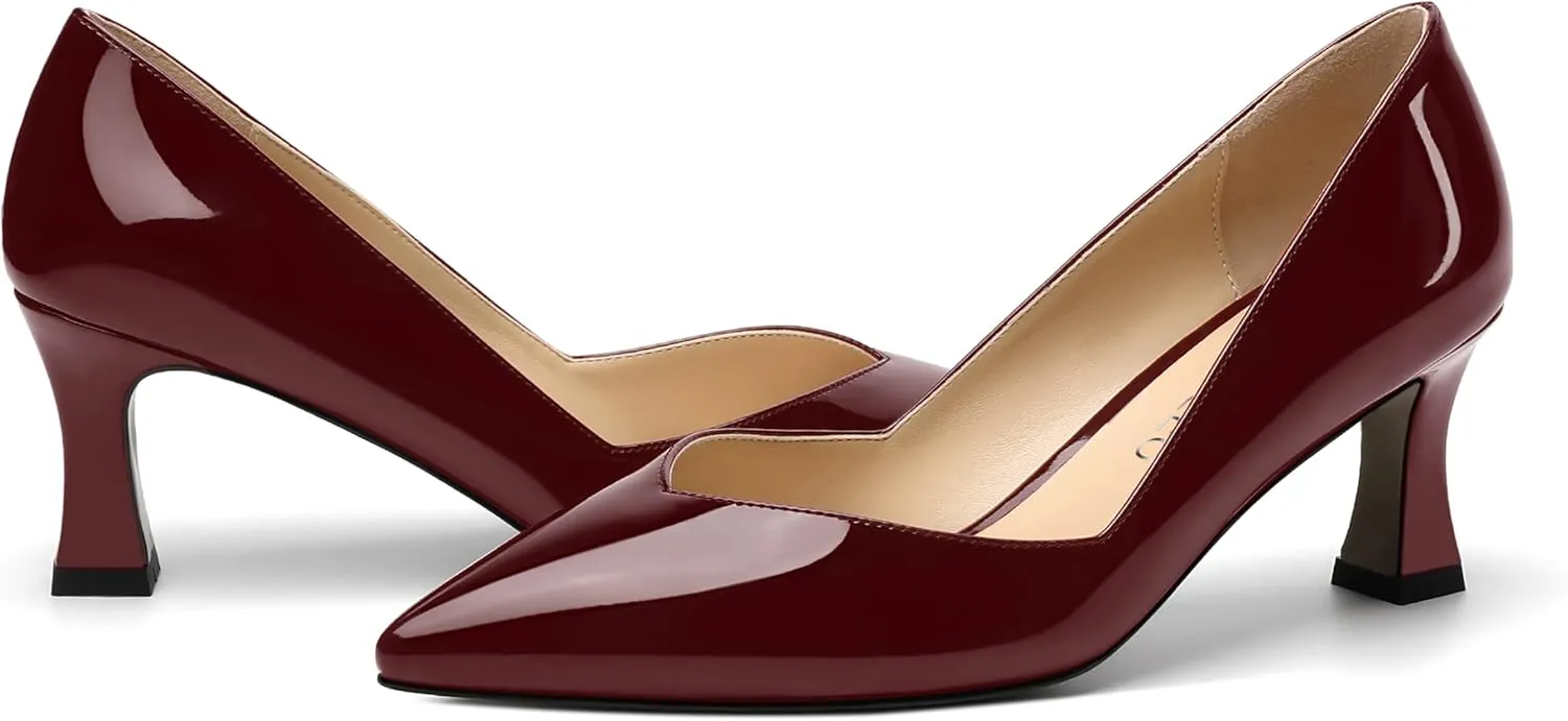 NUMALEO Womens Pointed Toe Patent Dress Slip On Wedding Solid Spool Mid Heel Pumps Shoes 2.5 Inch