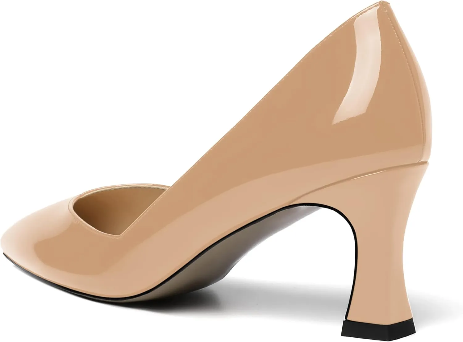 NUMALEO Womens Pointed Toe Patent Dress Slip On Wedding Solid Spool Mid Heel Pumps Shoes 2.5 Inch