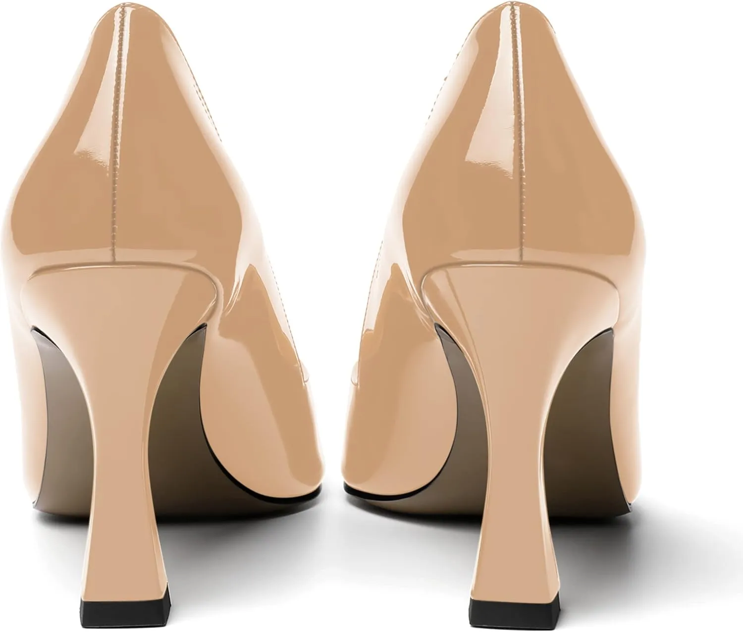 NUMALEO Womens Slip On Dress Solid Pointed Toe Dating Patent Spool High Heel Pumps Shoes 3.3 Inch