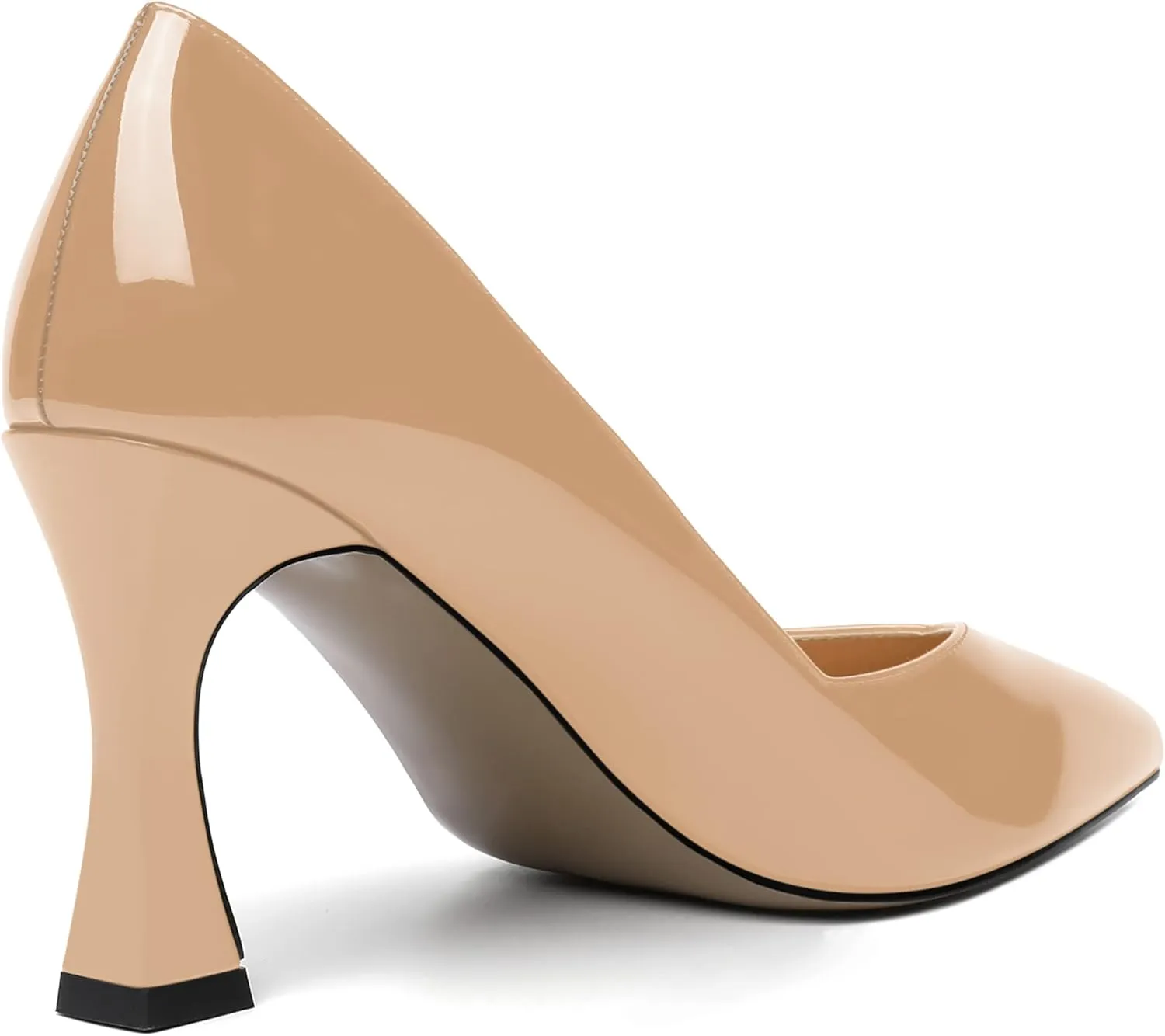 NUMALEO Womens Slip On Dress Solid Pointed Toe Dating Patent Spool High Heel Pumps Shoes 3.3 Inch