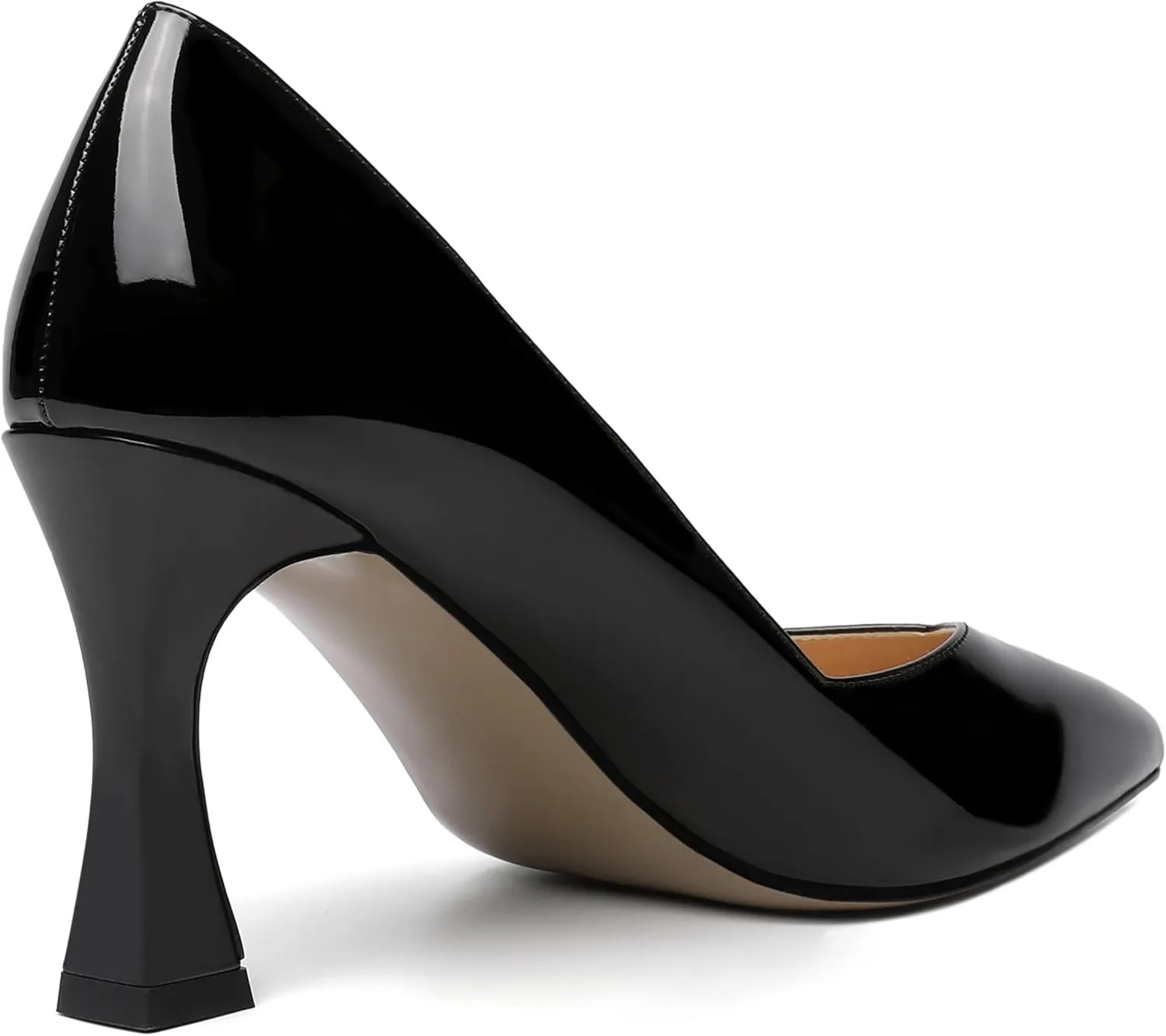NUMALEO Womens Slip On Dress Solid Pointed Toe Dating Patent Spool High Heel Pumps Shoes 3.3 Inch