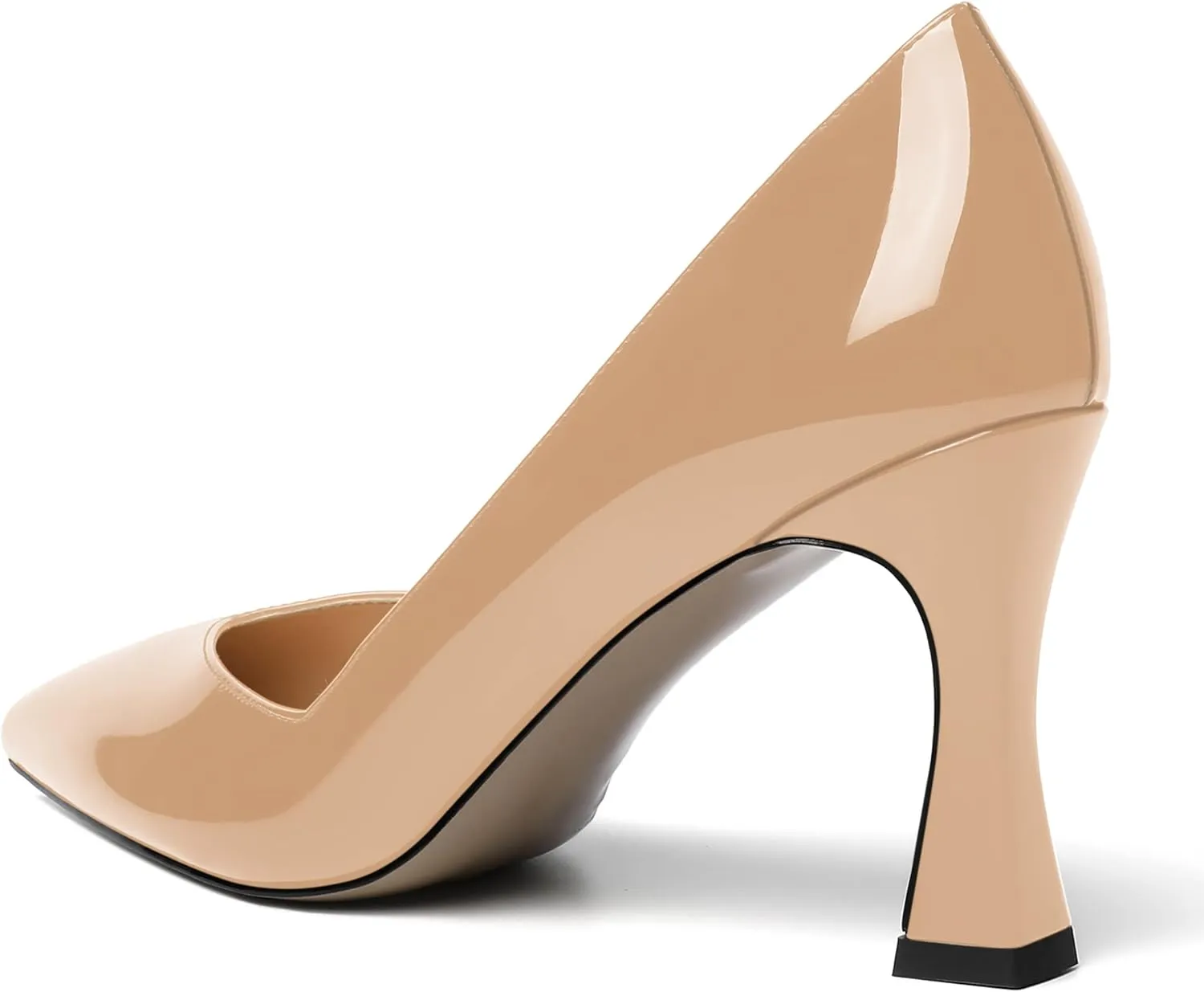 NUMALEO Womens Slip On Dress Solid Pointed Toe Dating Patent Spool High Heel Pumps Shoes 3.3 Inch