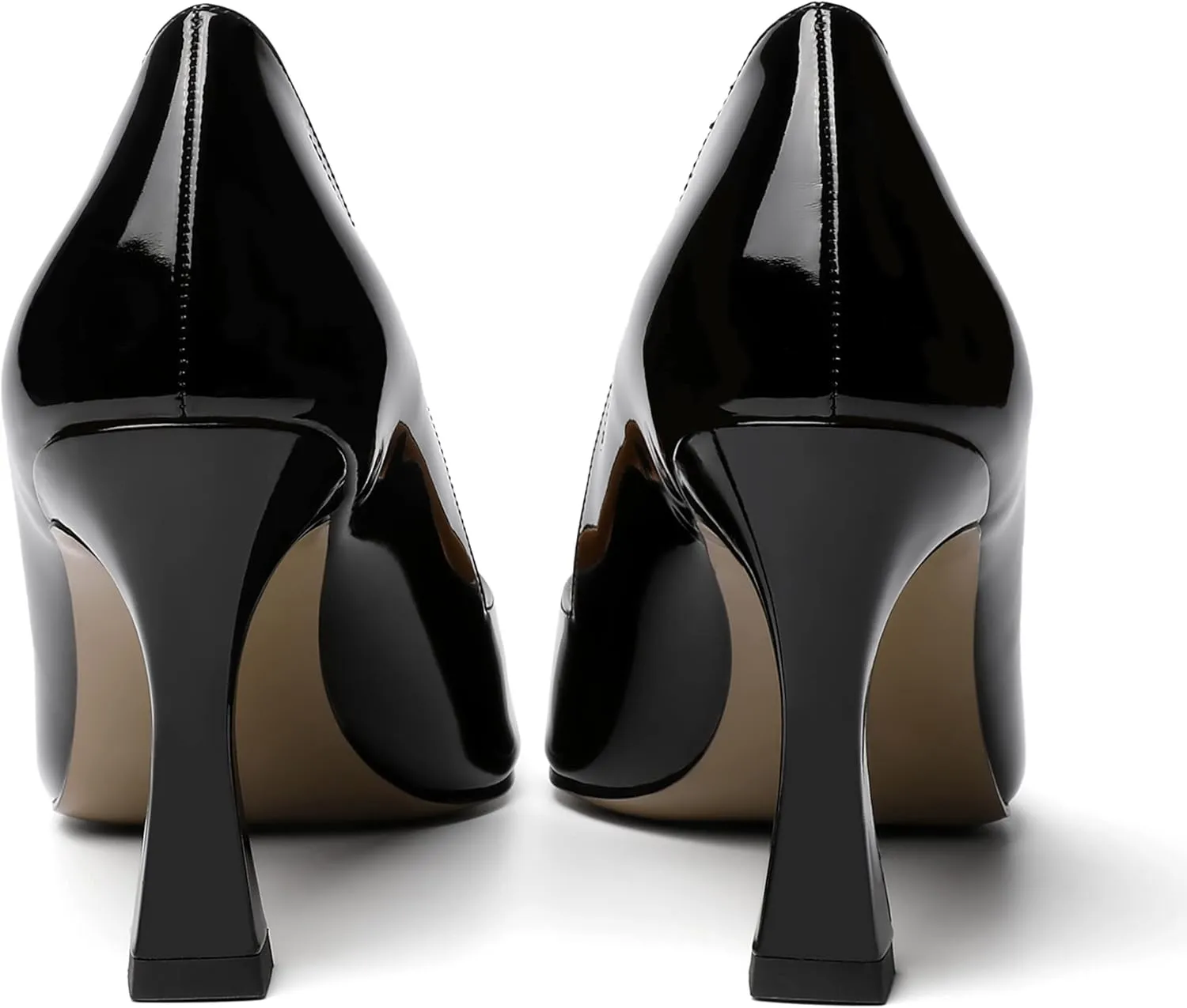 NUMALEO Womens Slip On Dress Solid Pointed Toe Dating Patent Spool High Heel Pumps Shoes 3.3 Inch
