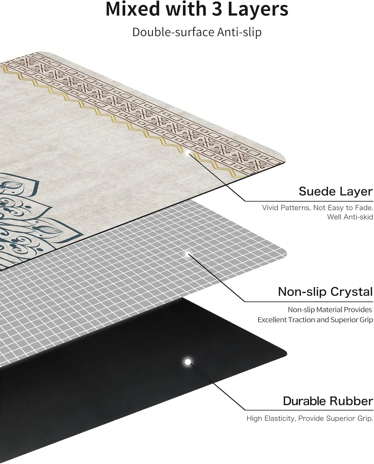nuveti Printed Travel Yoga Mat-1/16 Inch Thick Non Slip Fitness Workout Mat with Carrying Bag, Foldable Lightweight Suede & Natural Rubber Yoga Mat for Yoga Pilates and Fitness 72" L x 24" W x 1.5mm