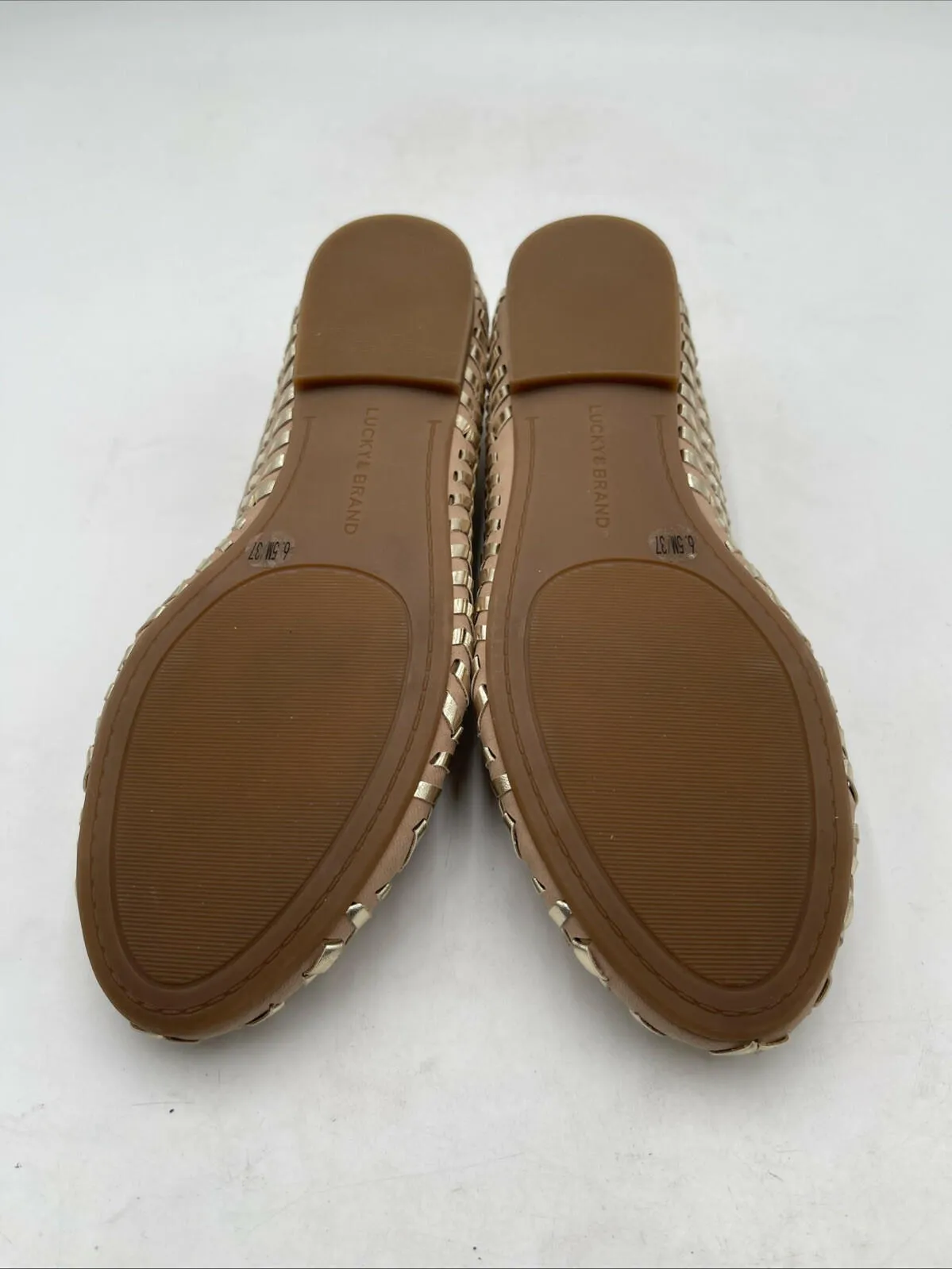 NWB Lucky Brand Sargena Ballet Flats Women's Gold/Beige Size 6.5M/37