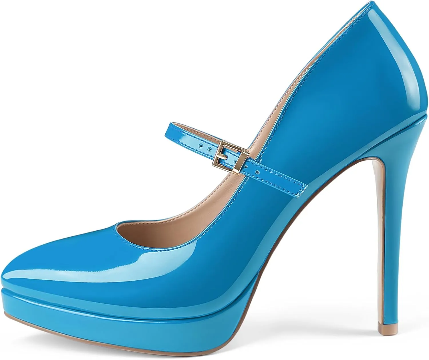 Oh Mispares Women’s Stiletto High Heels Thin Platform Styling Pointed Toe Mary Jane Style Summer Dress Pumps 5 inch Trendy Office Wear Shoes