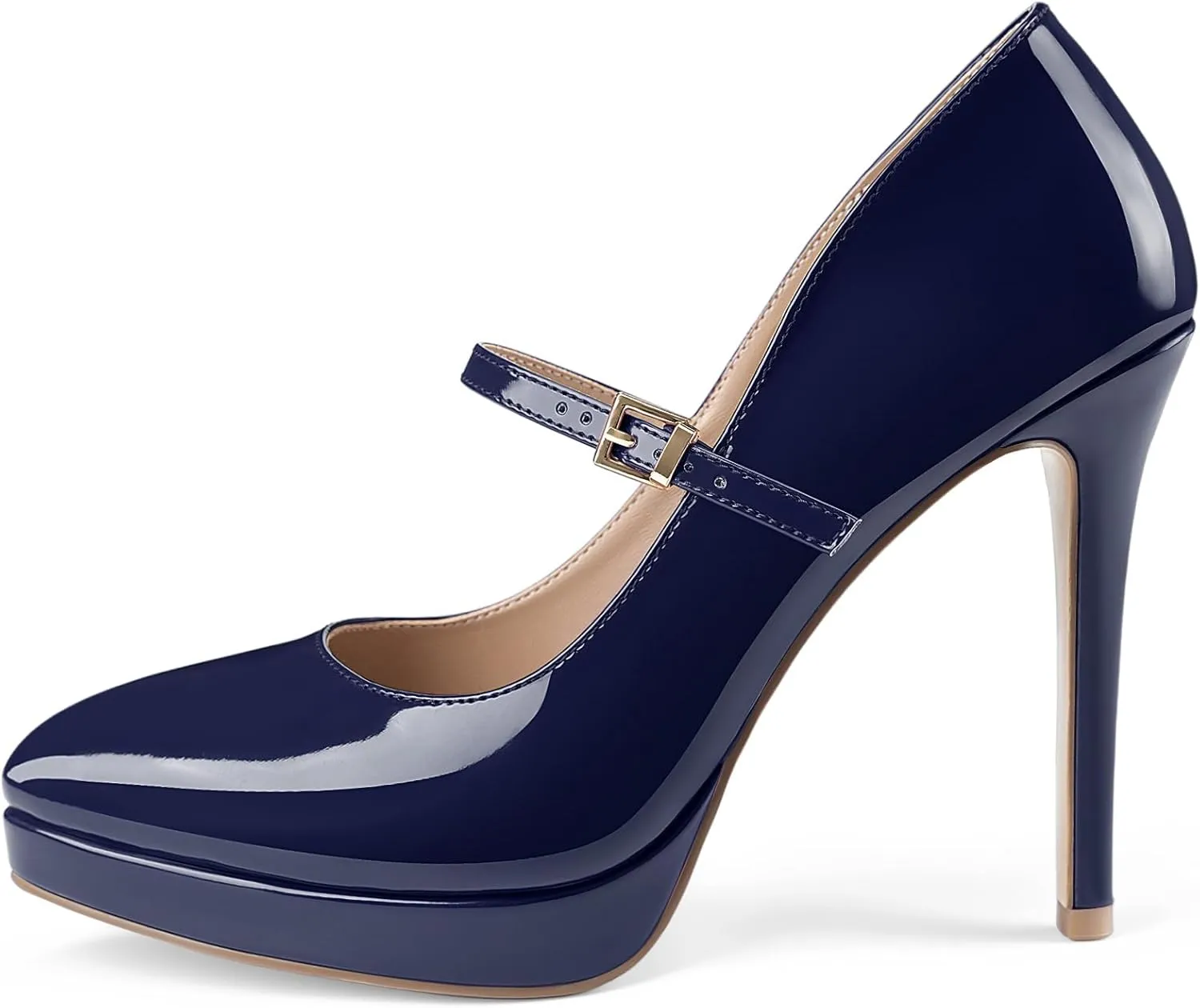 Oh Mispares Women’s Stiletto High Heels Thin Platform Styling Pointed Toe Mary Jane Style Summer Dress Pumps 5 inch Trendy Office Wear Shoes