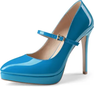 Oh Mispares Women’s Stiletto High Heels Thin Platform Styling Pointed Toe Mary Jane Style Summer Dress Pumps 5 inch Trendy Office Wear Shoes