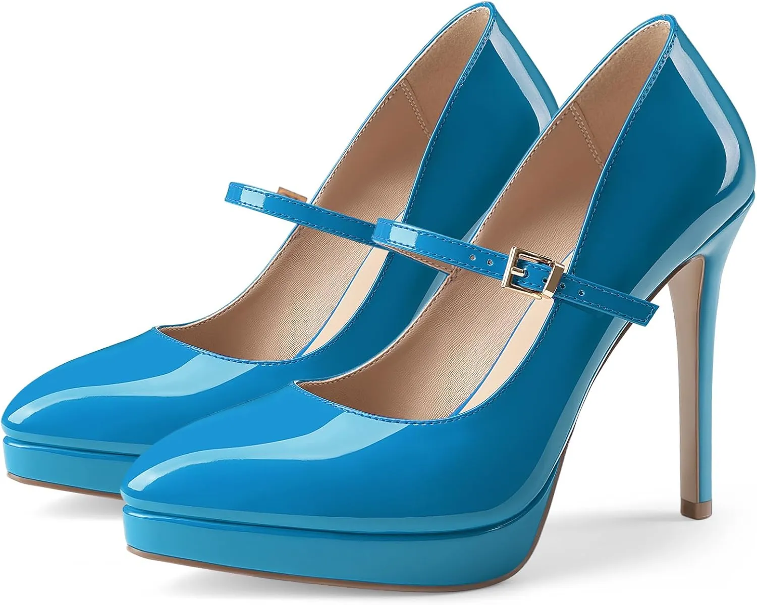 Oh Mispares Women’s Stiletto High Heels Thin Platform Styling Pointed Toe Mary Jane Style Summer Dress Pumps 5 inch Trendy Office Wear Shoes