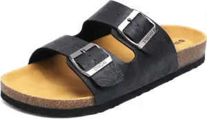 ONCAI Womens Flat Slide Sandals with Arch Support 2 Strap Adjustable Buckle Slip on Slides Shoes Non Slip Rubber Sole