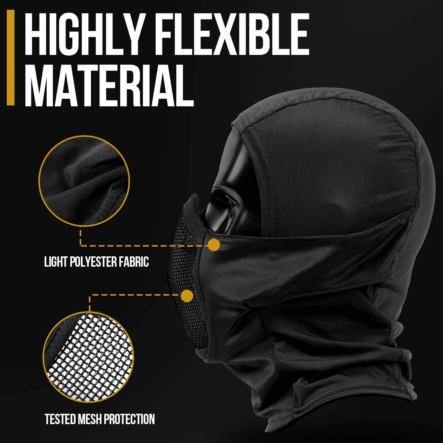 OneTigris Balaclava Mesh Mask, Ninja Tactical Mask with Full Face Protection for Outdoor