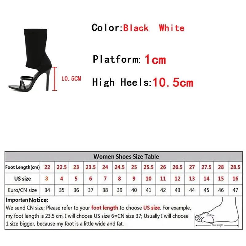 Open Toe Thin High Heels Elastic Boots