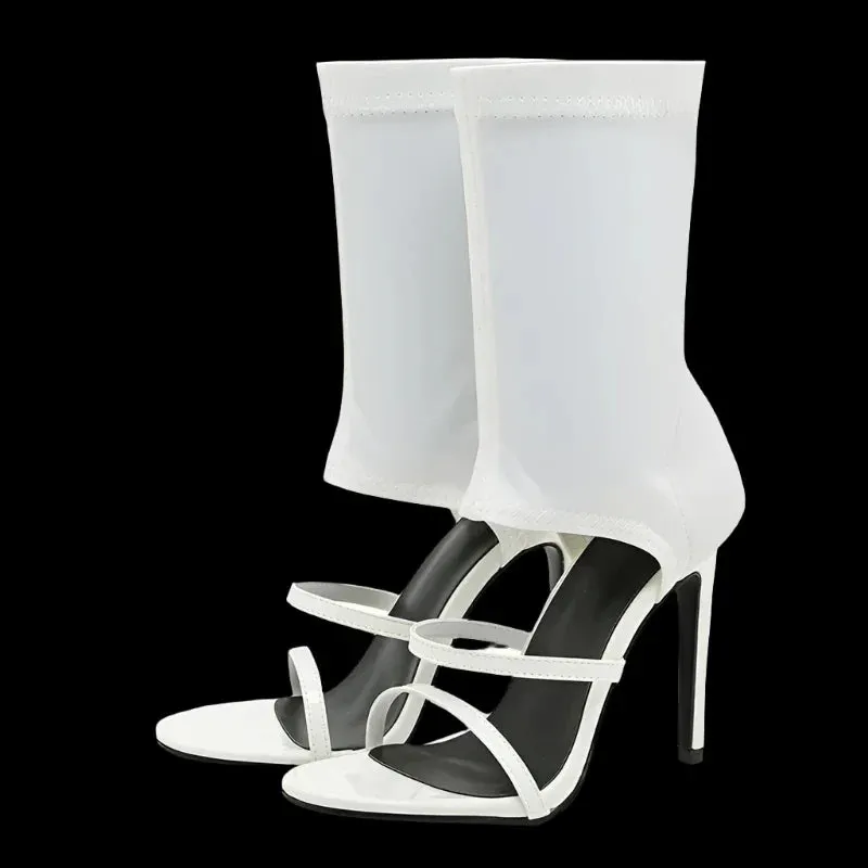 Open Toe Thin High Heels Elastic Boots