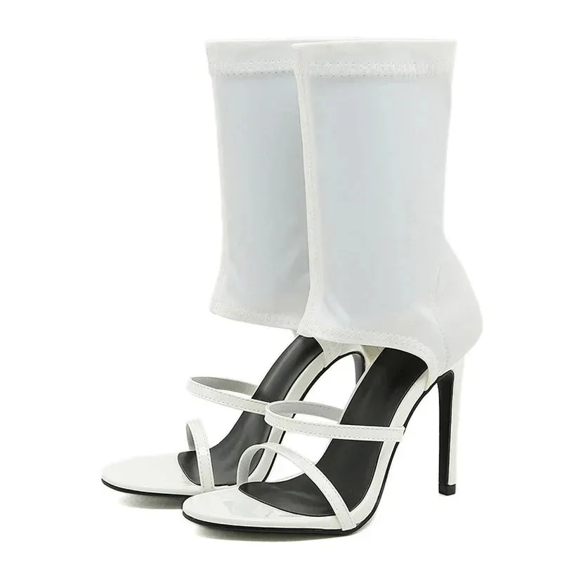 Open Toe Thin High Heels Elastic Boots