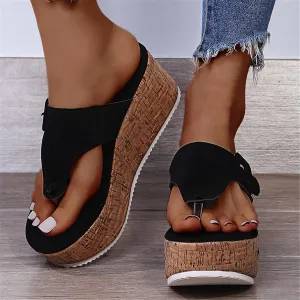 Orthopedic Sandals for Women Walking Slippers with Arch Support Anti-Slip Breathable Sandal Vintage Slip On Women's Orthotic Sandals Flip Flops Comfy Wedge Walking Sandals Women Dressy (Black-E, 7)