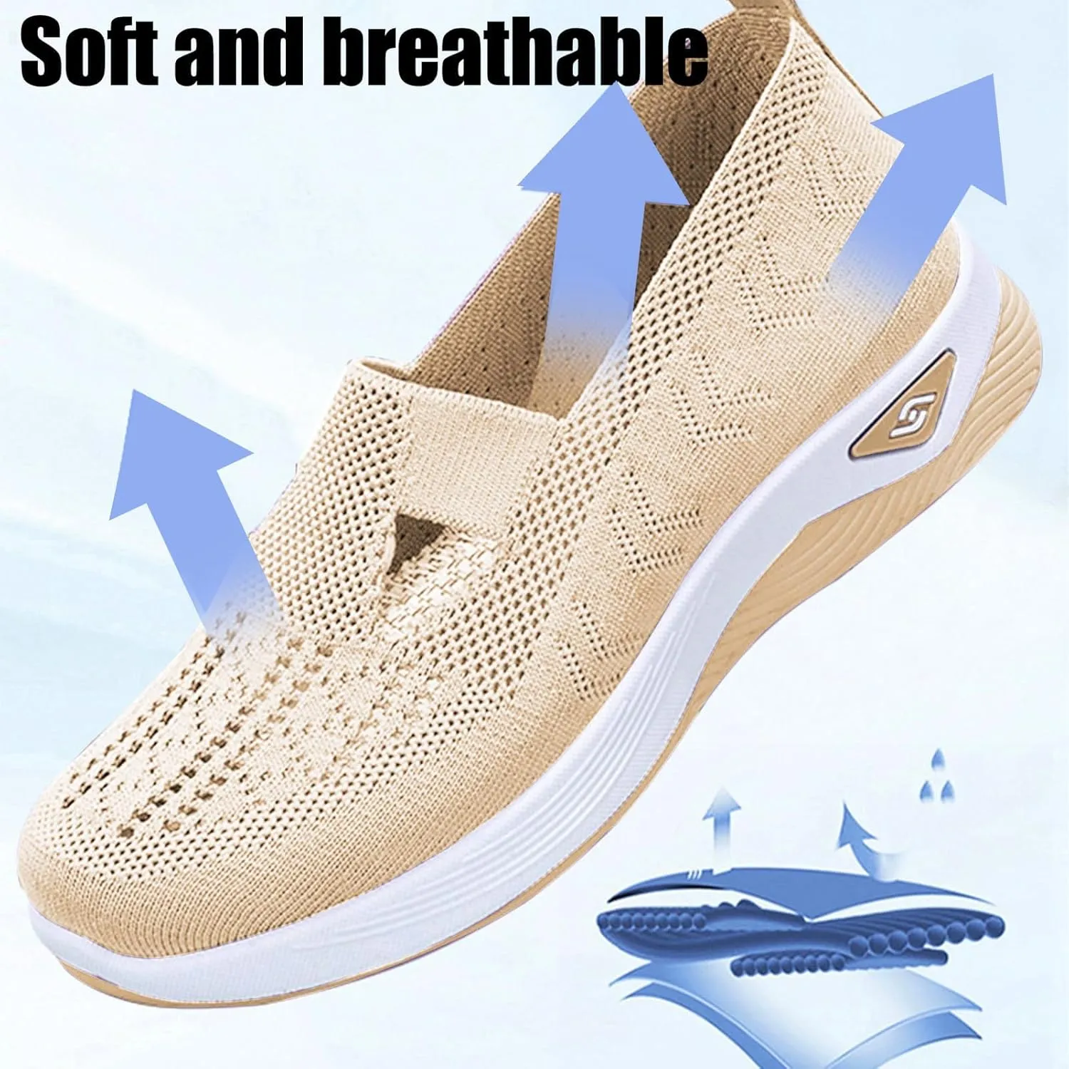 Orthopedic Shoes for Women，Breathable Comfort Wear Orthowear Walking Shoes，Cushionaire Wide Width Sneakers Diabetic Arch Support Sneakers Soft Slip On Shoe Comfortable