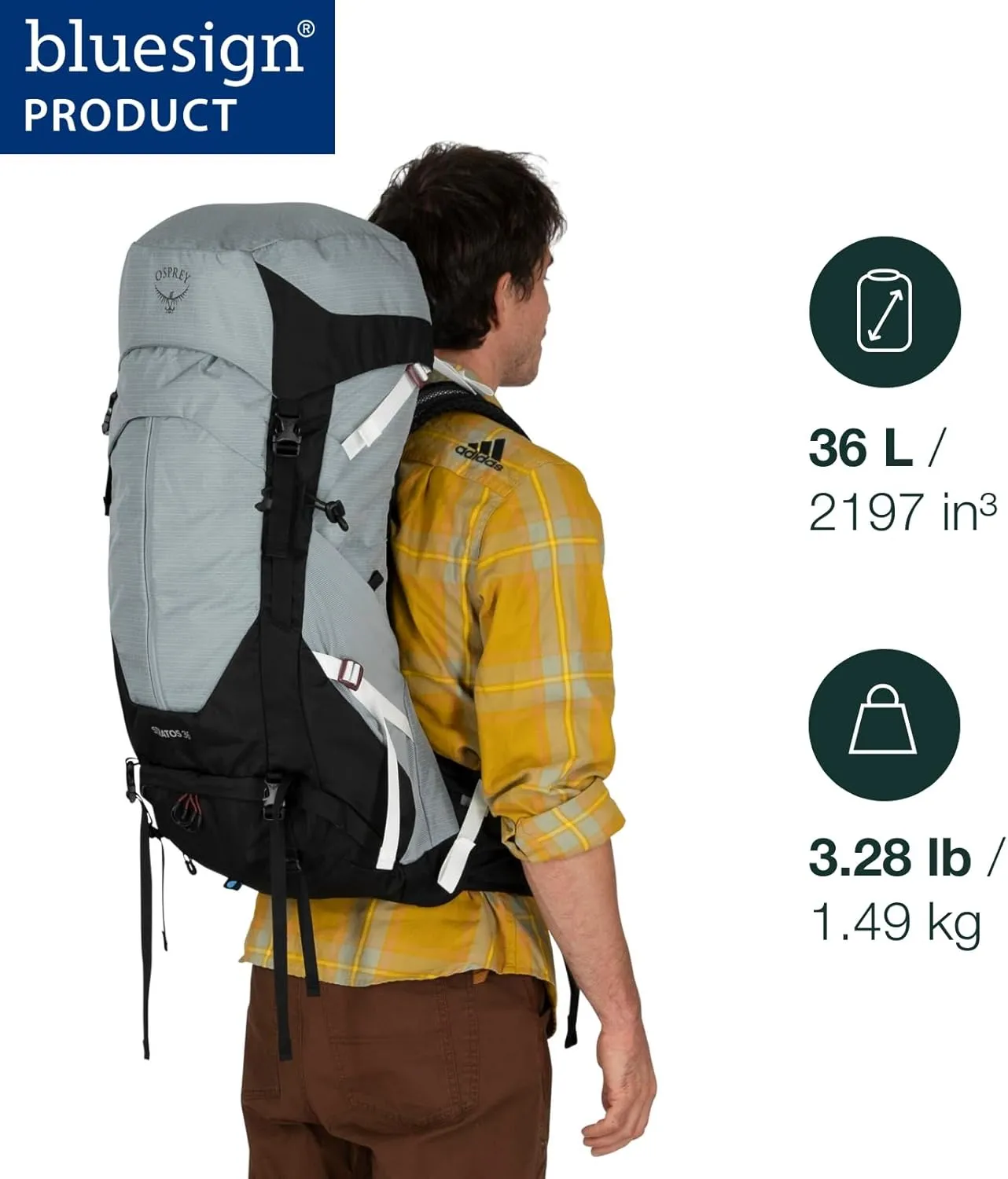 Osprey Stratos 36L Men's Hiking Backpack, Tunnel Vision Grey