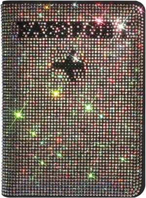 Passport Holder Cover,Crystal Diamond Ladies Key Purse Bag Passport Holder Case Leather Travel Documents Organizer Protector with Bling Rhinestone Luggage Tag (Colorful)