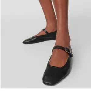 Pazzion Black Squared Toe Mary Jane Flats Easy Strap Buckled Dating Dress Shoes