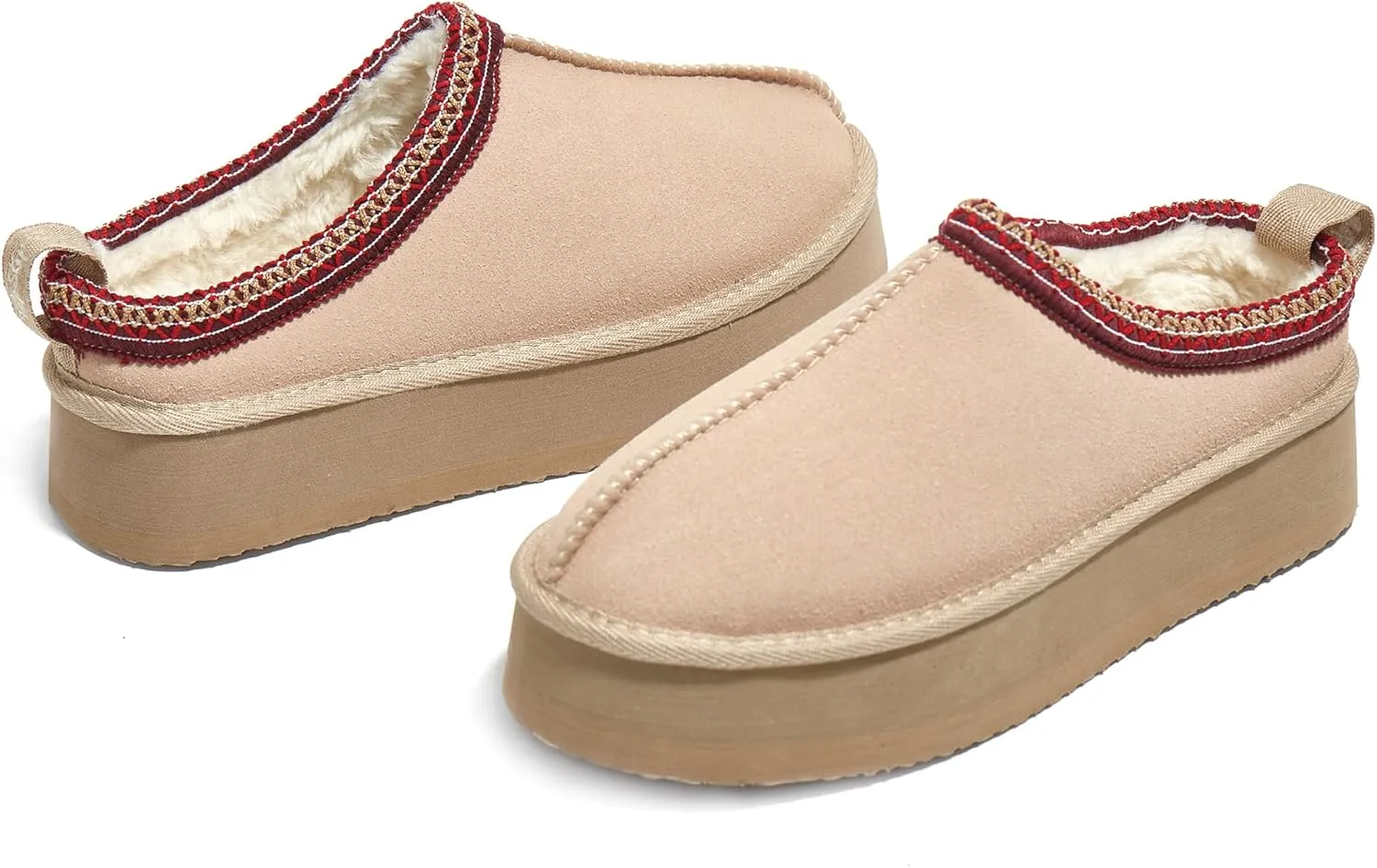 PepStep Womens Slippers Platform Mini Ankle Boots,Vegan Suede Upper,Warmly Cozy Fuzzy Fur-Lined Sneaker Shoes for Out Door