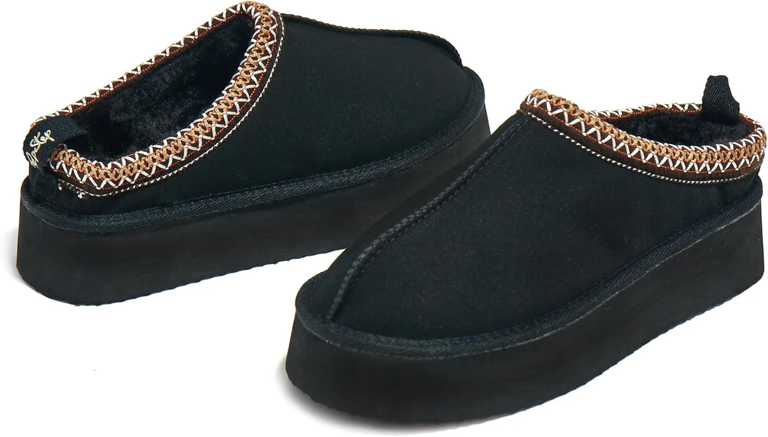 PepStep Womens Slippers Platform Mini Ankle Boots,Vegan Suede Upper,Warmly Cozy Fuzzy Fur-Lined Sneaker Shoes for Out Door