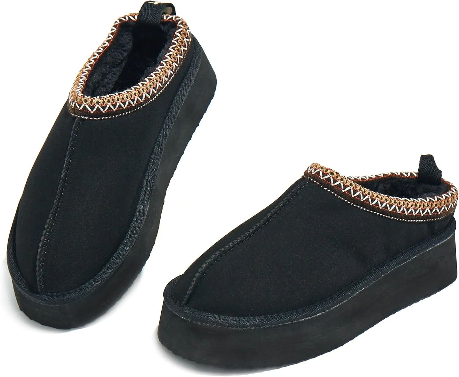 PepStep Womens Slippers Platform Mini Ankle Boots,Vegan Suede Upper,Warmly Cozy Fuzzy Fur-Lined Sneaker Shoes for Out Door