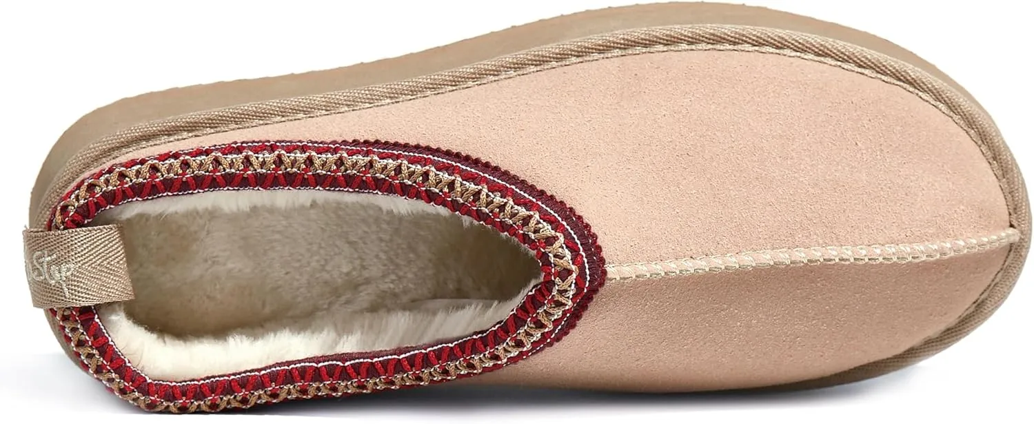 PepStep Womens Slippers Platform Mini Ankle Boots,Vegan Suede Upper,Warmly Cozy Fuzzy Fur-Lined Sneaker Shoes for Out Door