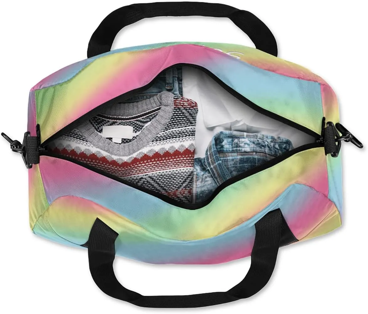 Personalized Cheer Bag for Kids Girls and Boys with Name Custom Sport Duffle Bag for Kids Girls and Boys Overnight Sleepover Bag Travel Bag Weekender Bag for Dance Gift Rainbow Cheer