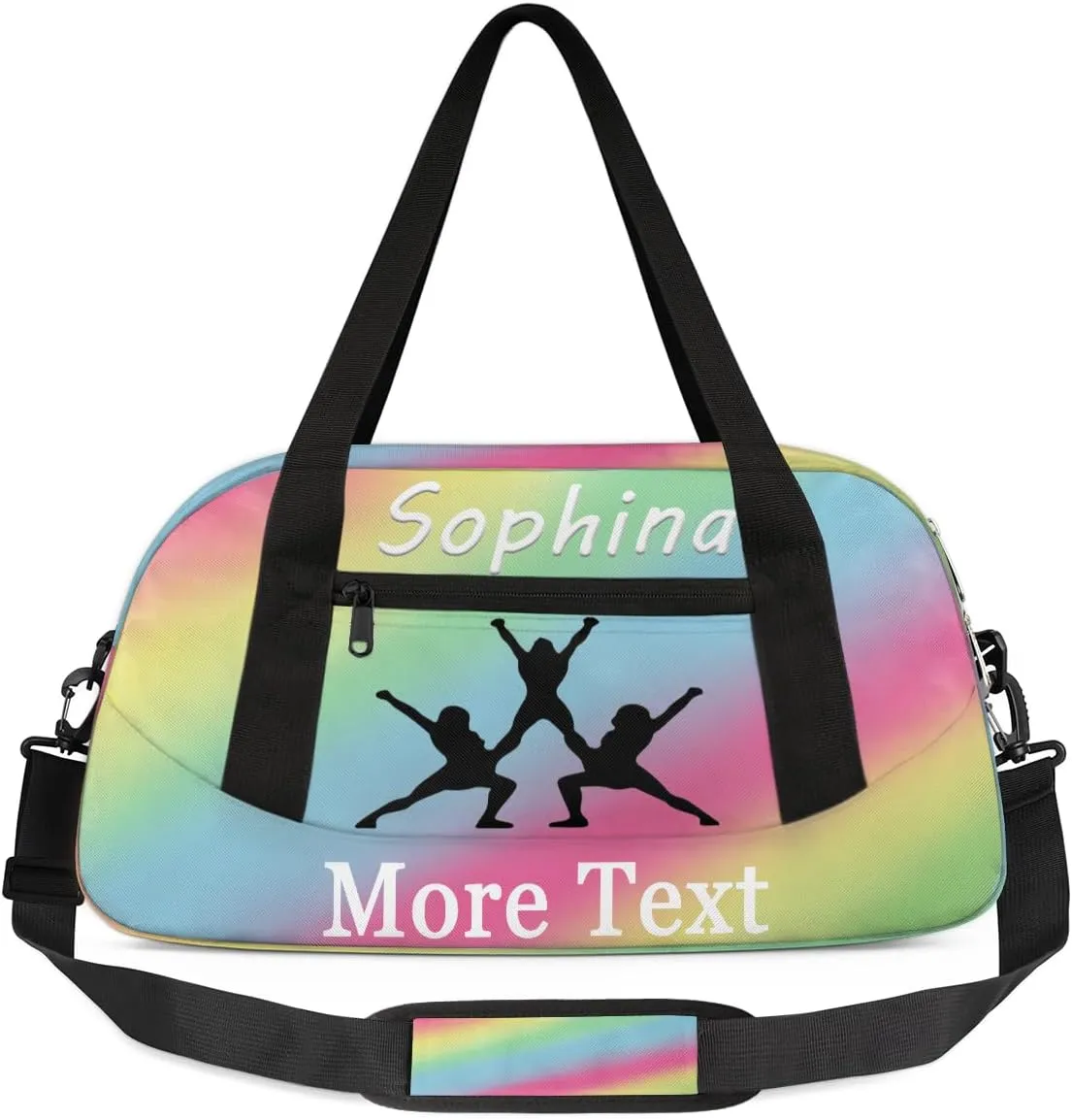 Personalized Cheer Bag for Kids Girls and Boys with Name Custom Sport Duffle Bag for Kids Girls and Boys Overnight Sleepover Bag Travel Bag Weekender Bag for Dance Gift Rainbow Cheer