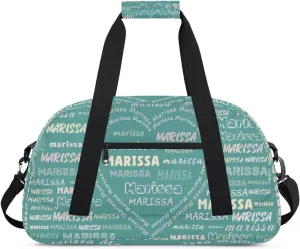 Personalized Kids Sports Duffel Bag with Name Custom Gym Dance Bag for Boys Girls Waterproof Weekender Overnight Bag for Travel Cheerleading Gymnastics Heart Cyan Pink